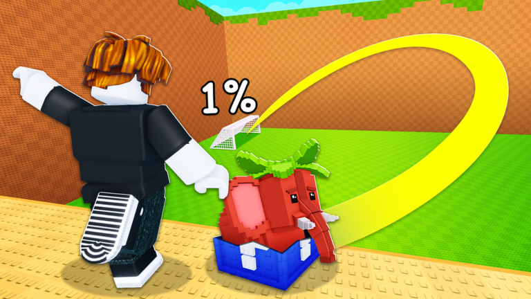 Official Kick a Lucky Block Roblox game thumbnail showing the kick animation